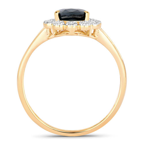 1.46 Carat Genuine Blue Sapphire and White Diamond 10K Yellow Gold Ring on sale at MyriadMart
