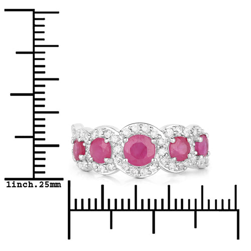 1.99 Carat Genuine Ruby and White Diamond 14K White Gold Ring on sale at MyriadMart