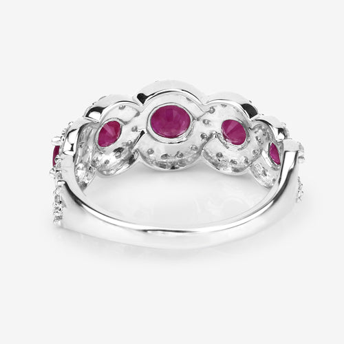 1.99 Carat Genuine Ruby and White Diamond 14K White Gold Ring on sale at MyriadMart