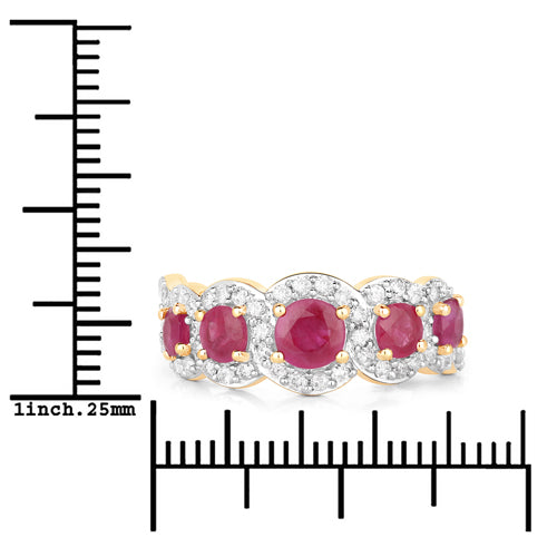 1.99 Carat Genuine Ruby and White Diamond 14K Yellow Gold Ring on sale at MyriadMart