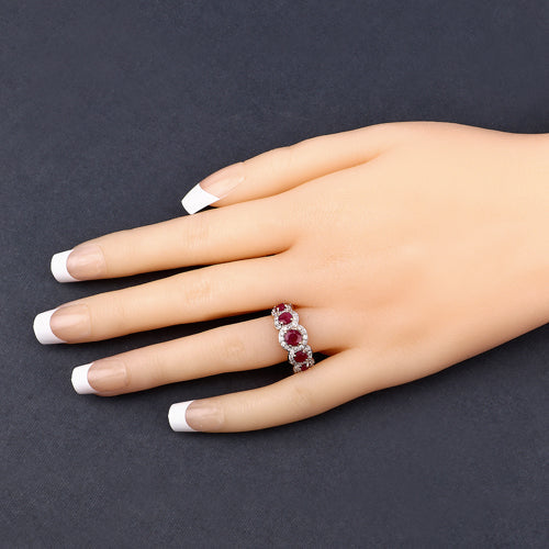 1.99 Carat Genuine Ruby and White Diamond 14K Yellow Gold Ring on sale at MyriadMart