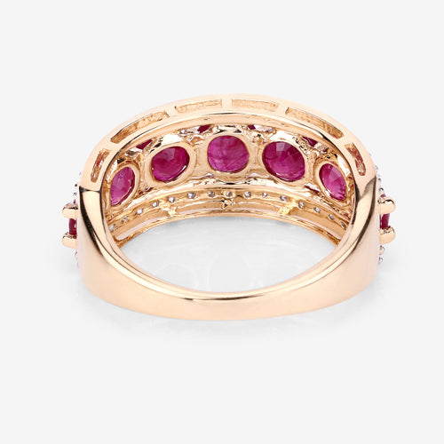3.24 Carat Genuine Ruby and White Diamond 14K Yellow Gold Ring on sale at MyriadMart