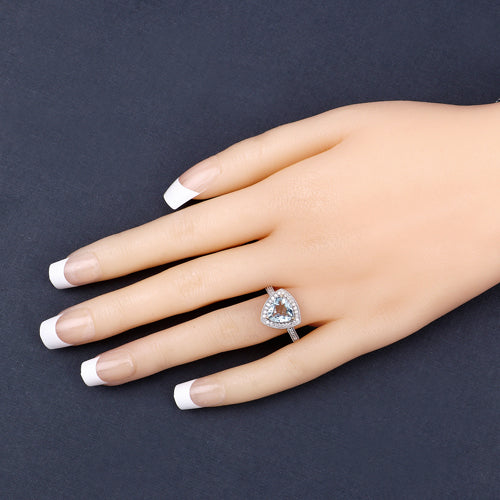 1.58 Carat Genuine Aquamarine and White Diamond 14K Yellow Gold Ring on sale at MyriadMart