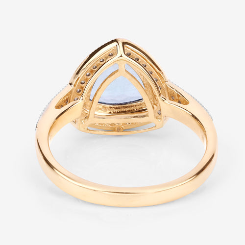 1.58 Carat Genuine Aquamarine and White Diamond 14K Yellow Gold Ring on sale at MyriadMart