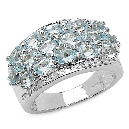 3.24 Carat Genuine Blue Topaz & White Topaz .925 Sterling Silver Ring on sale at MyriadMart