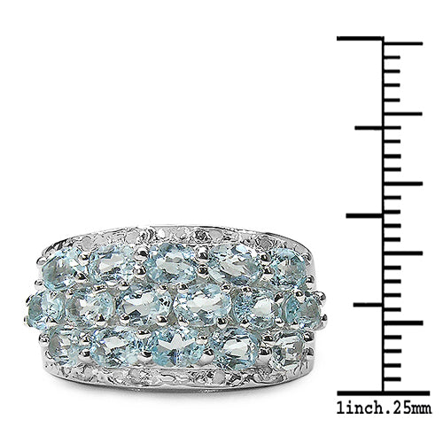 3.24 Carat Genuine Blue Topaz & White Topaz .925 Sterling Silver Ring on sale at MyriadMart
