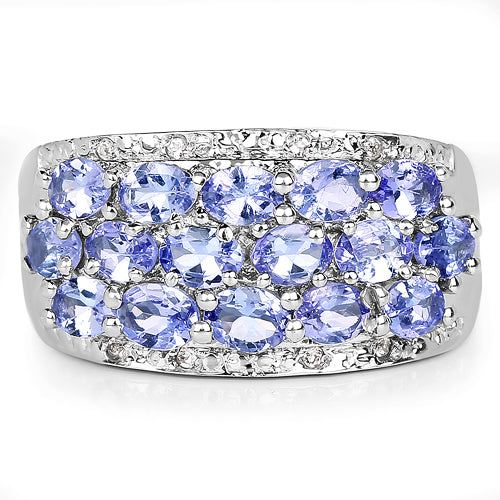 2.76 Carat Genuine Tanzanite and White Topaz .925 Sterling Silver Ring on sale at MyriadMart