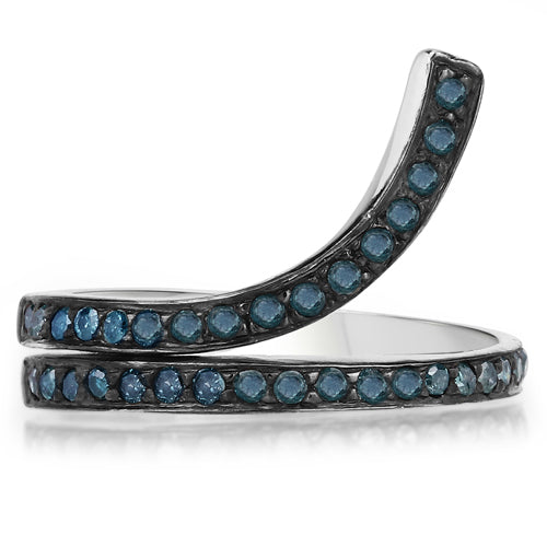 0.46 Carat Genuine Blue Diamond .925 Sterling Silver Ring on sale at MyriadMart