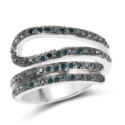 0.83 Carat Genuine Blue Diamond .925 Sterling Silver Ring on sale at MyriadMart