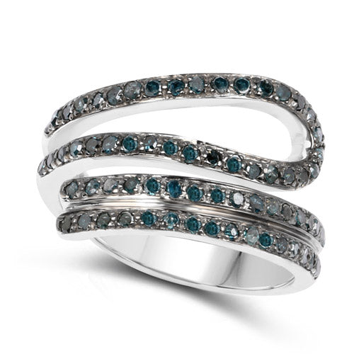 0.83 Carat Genuine Blue Diamond .925 Sterling Silver Ring on sale at MyriadMart