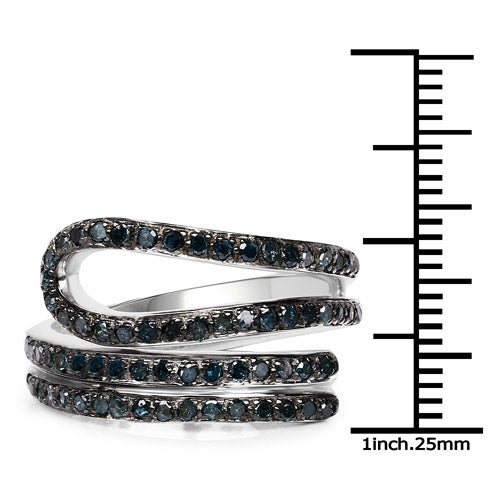 0.83 Carat Genuine Blue Diamond .925 Sterling Silver Ring on sale at MyriadMart