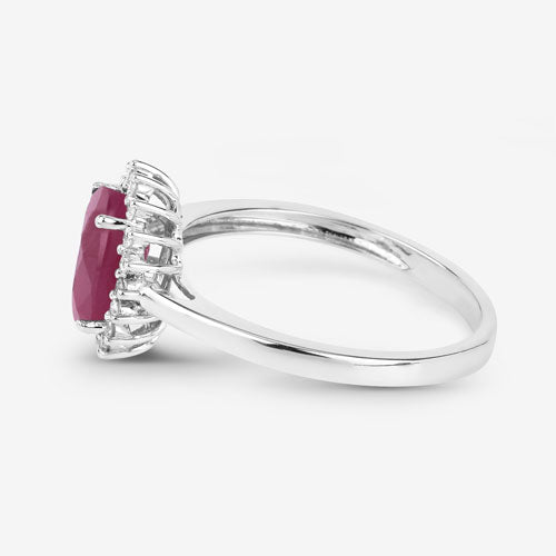 1.58 Carat Genuine Ruby and White Diamond 10K White Gold Ring on sale at MyriadMart