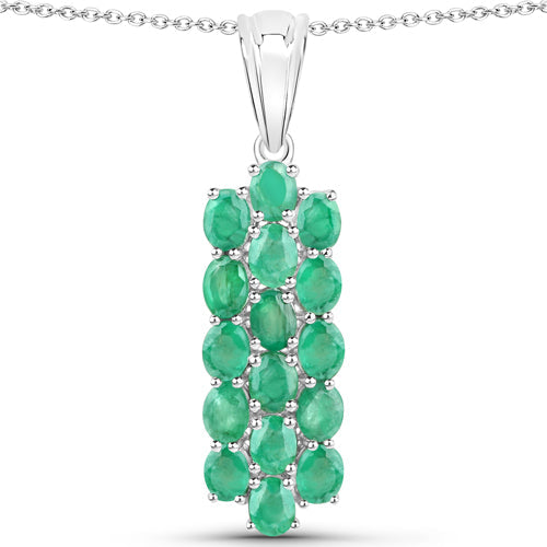 7.80 Carat Genuine Zambian Emerald .925 Sterling Silver 3 Piece Jewelry Set Ring, Earrings, and Pendant w/ Chain on sale at MyriadMart