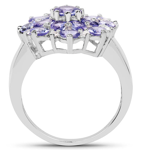 3.37 Carat Genuine Tanzanite and White Topaz .925 Sterling Silver Ring on sale at MyriadMart