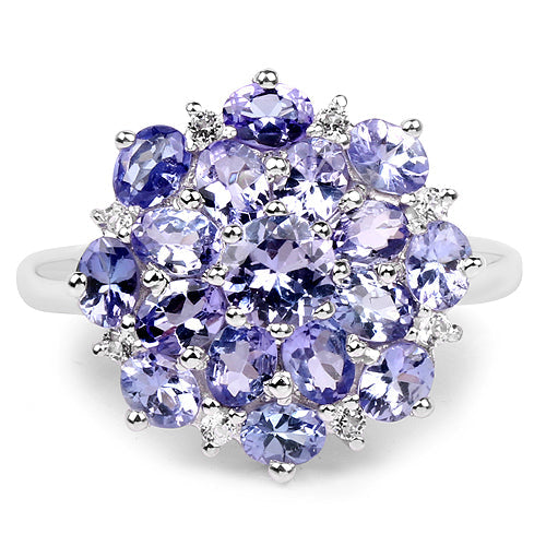 3.37 Carat Genuine Tanzanite and White Topaz .925 Sterling Silver Ring on sale at MyriadMart