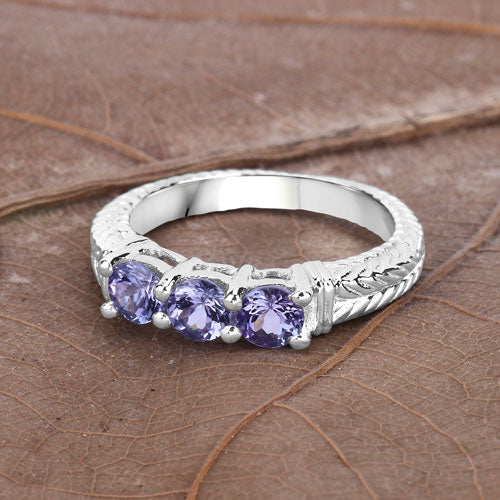 1.11 Carat Genuine Tanzanite .925 Sterling Silver Ring on sale at MyriadMart