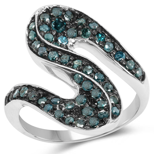 0.76 Carat Genuine Blue Diamond .925 Sterling Silver Ring on sale at MyriadMart