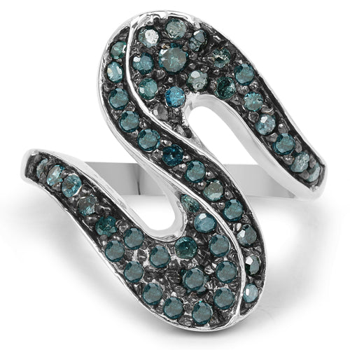 0.76 Carat Genuine Blue Diamond .925 Sterling Silver Ring on sale at MyriadMart