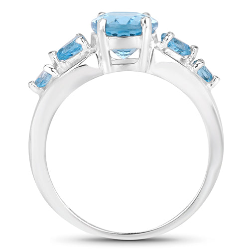 3.37 Carat Genuine Swiss Blue Topaz .925 Sterling Silver Ring on sale at MyriadMart