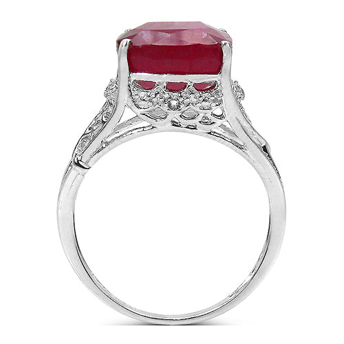 4.20 ct. t.w. Glass Filled Ruby and White Topaz Ring in Sterling Silver on sale at MyriadMart