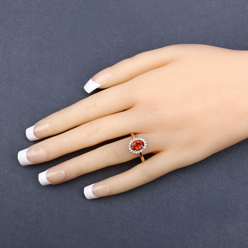 1.87 Carat Genuine Spessartite Garnet and White Diamond 14K Yellow Gold Ring on sale at MyriadMart