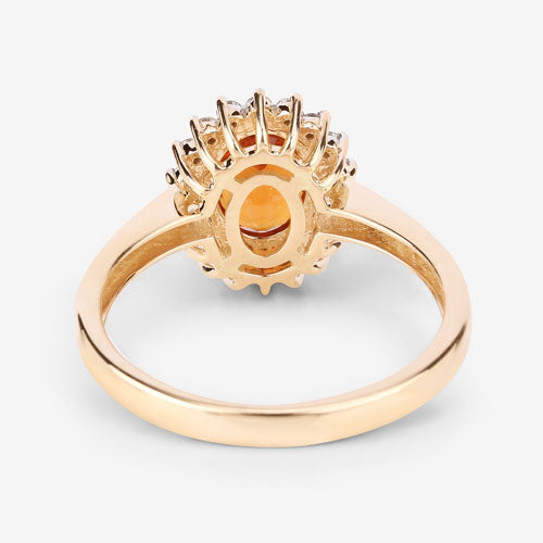1.87 Carat Genuine Spessartite Garnet and White Diamond 14K Yellow Gold Ring on sale at MyriadMart