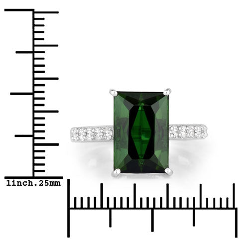 6.16 Carat Genuine Green Tourmaline and White Diamond 14K White Gold Ring on sale at MyriadMart