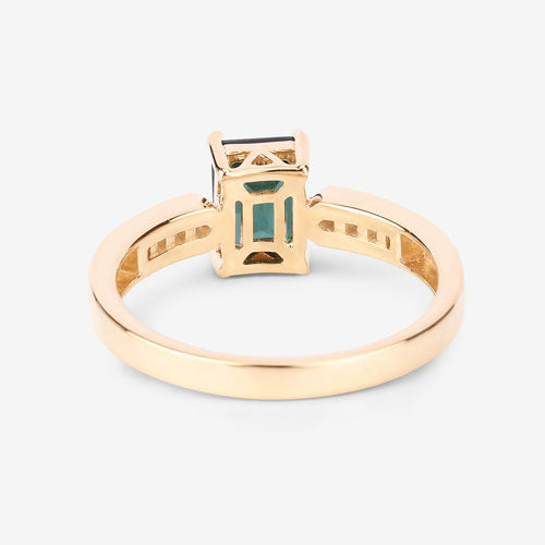 1.19 Carat Genuine Green Tourmaline and White Diamond 14K Yellow Gold Ring on sale at MyriadMart
