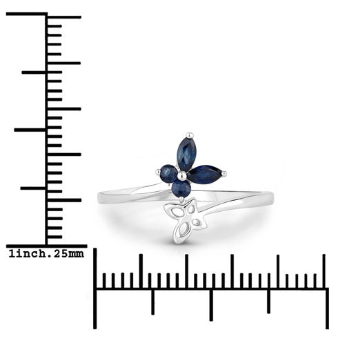 0.26 Carat Genuine Blue Sapphire .925 Sterling Silver Ring on sale at MyriadMart