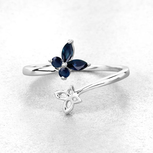 0.26 Carat Genuine Blue Sapphire .925 Sterling Silver Ring on sale at MyriadMart