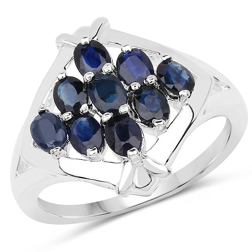 1.80 Carat Genuine Blue Sapphire .925 Sterling Silver Ring on sale at MyriadMart