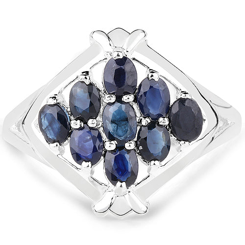 1.80 Carat Genuine Blue Sapphire .925 Sterling Silver Ring on sale at MyriadMart