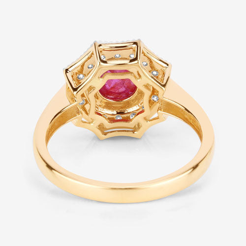 2.01 Carat Genuine Ruby and White Diamond 14K Yellow Gold Ring on sale at MyriadMart