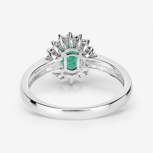 0.86 Carat Genuine Zambian Emerald and White Diamond 14K White Gold Ring on sale at MyriadMart