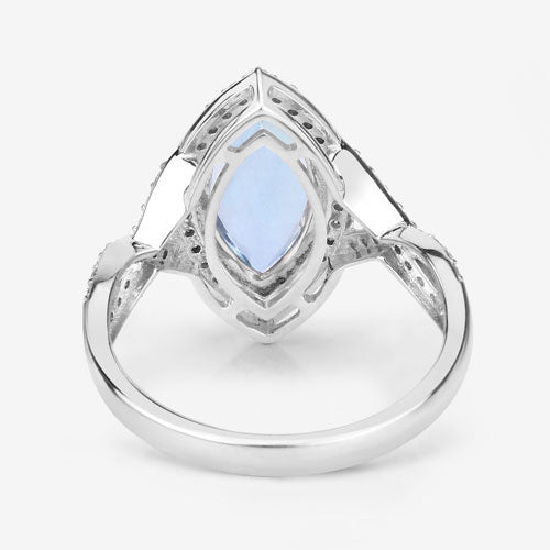 2.24 Carat Genuine Aquamarine and White Diamond 14K White Gold Ring on sale at MyriadMart
