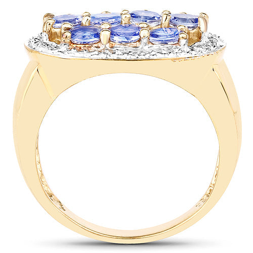 14K Yellow Gold Plated 1.70 Carat Genuine Tanzanite .925 Sterling Silver Ring on sale at MyriadMart