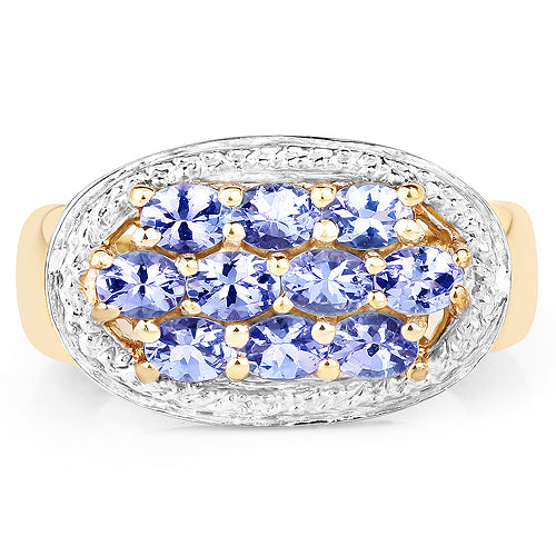 14K Yellow Gold Plated 1.70 Carat Genuine Tanzanite .925 Sterling Silver Ring on sale at MyriadMart