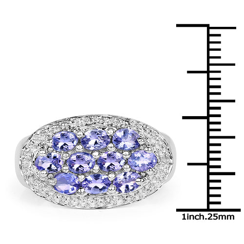 1.70 Carat Genuine Tanzanite .925 Sterling Silver Ring on sale at MyriadMart