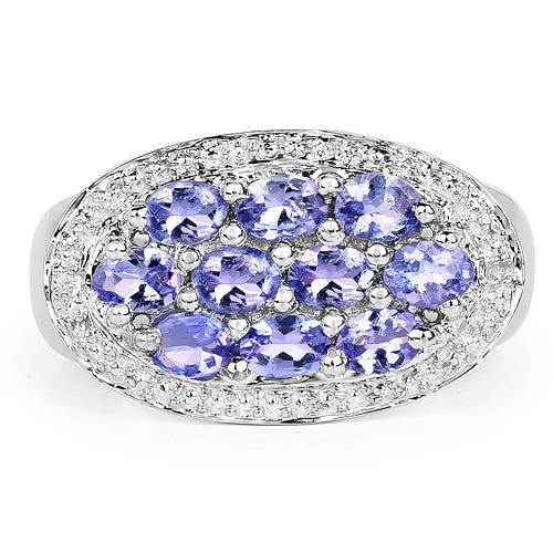 1.70 Carat Genuine Tanzanite .925 Sterling Silver Ring on sale at MyriadMart