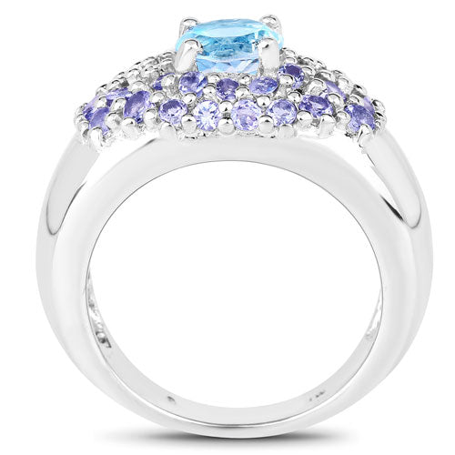 2.78 Carat Genuine Blue Topaz and Tanzanite .925 Sterling Silver Ring on sale at MyriadMart