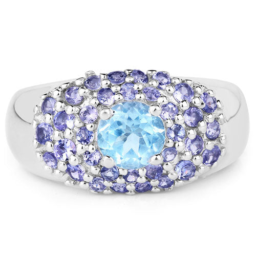 2.78 Carat Genuine Blue Topaz and Tanzanite .925 Sterling Silver Ring on sale at MyriadMart