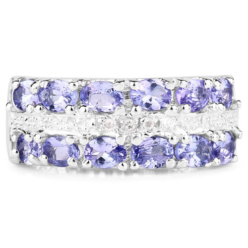 2.05 Carat Genuine Tanzanite and White Topaz .925 Sterling Silver Ring on sale at MyriadMart