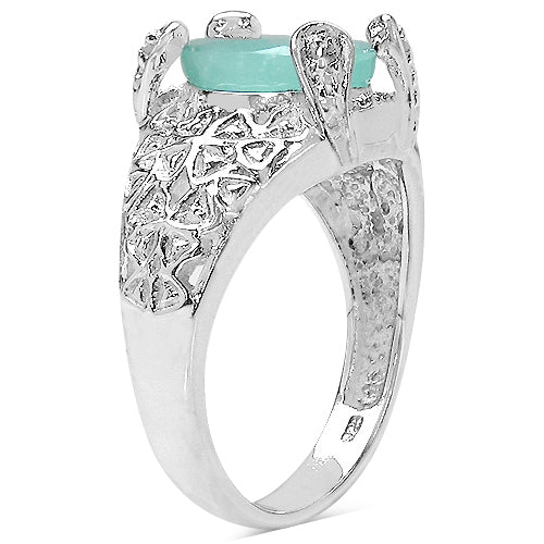 2.52 Carat Genuine Emerald & White Topaz .925 Sterling Silver Ring on sale at MyriadMart