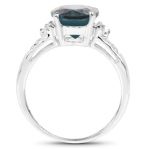 2.64 Carat Genuine London Blue Topaz and White Topaz .925 Sterling Silver Ring on sale at MyriadMart