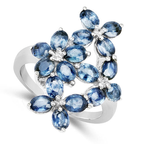 3.40 Carat Genuine Blue Sapphire .925 Sterling Silver Ring on sale at MyriadMart