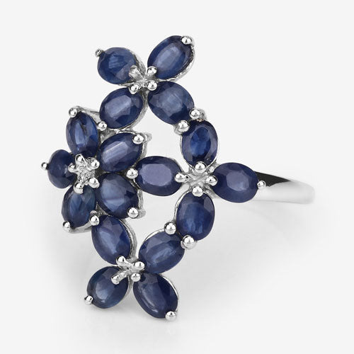 3.40 Carat Genuine Blue Sapphire .925 Sterling Silver Ring on sale at MyriadMart