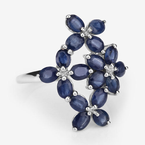 3.40 Carat Genuine Blue Sapphire .925 Sterling Silver Ring on sale at MyriadMart