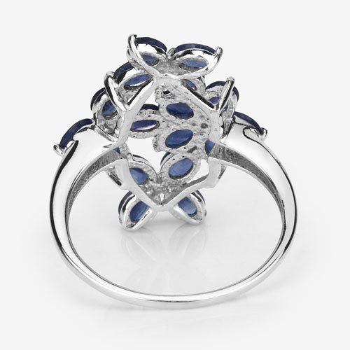 3.40 Carat Genuine Blue Sapphire .925 Sterling Silver Ring on sale at MyriadMart