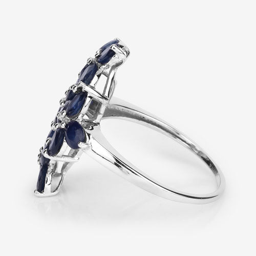 3.40 Carat Genuine Blue Sapphire .925 Sterling Silver Ring on sale at MyriadMart