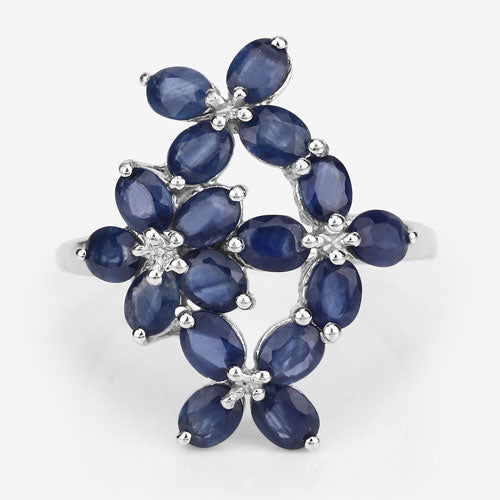 3.40 Carat Genuine Blue Sapphire .925 Sterling Silver Ring on sale at MyriadMart